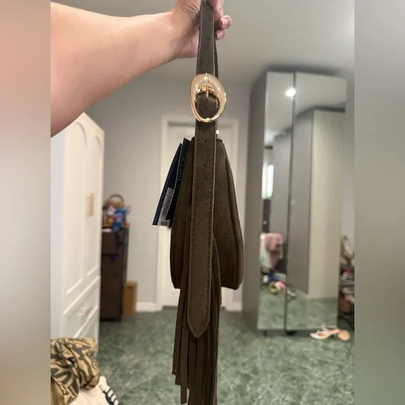 Universal Thread Olive Fringe Crescent Shoulder Bag - Picture 7 of 8